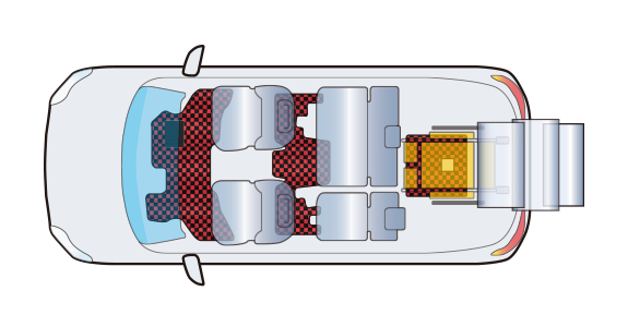 イラスト：車いす・スロープ2列目使用可能のイメージ